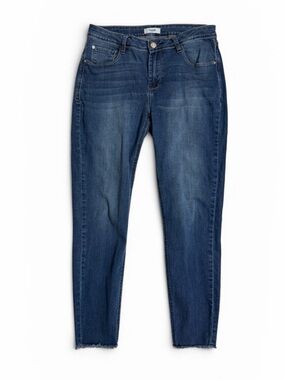 KENSIE Jeans medium-wash skinny jeans raw frayed hem mid rise Sz 8/29